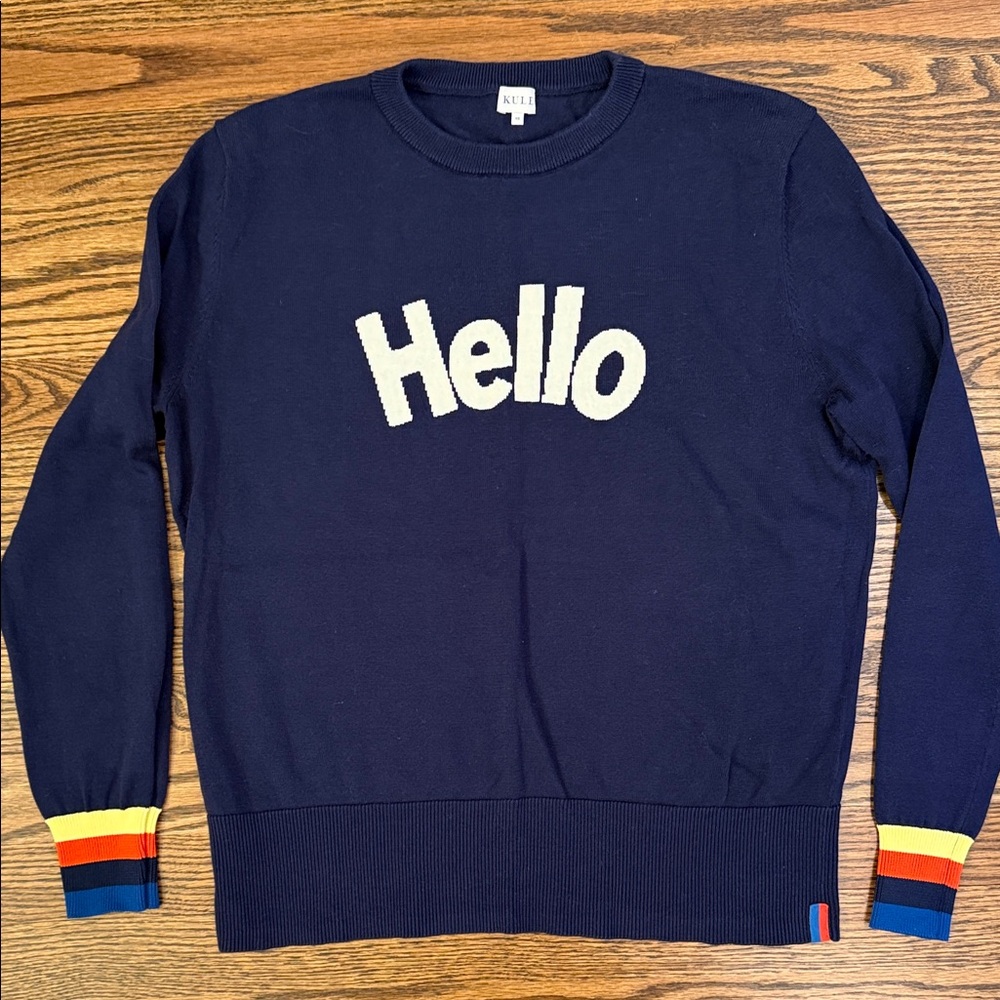 KULE Navy Hello Sweater Size XS Stripe Accents